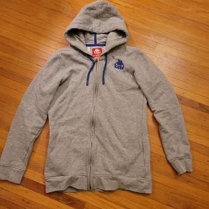 Ladies Gray, and Navy Blue, Kappa zip up sweat shirt size Medium